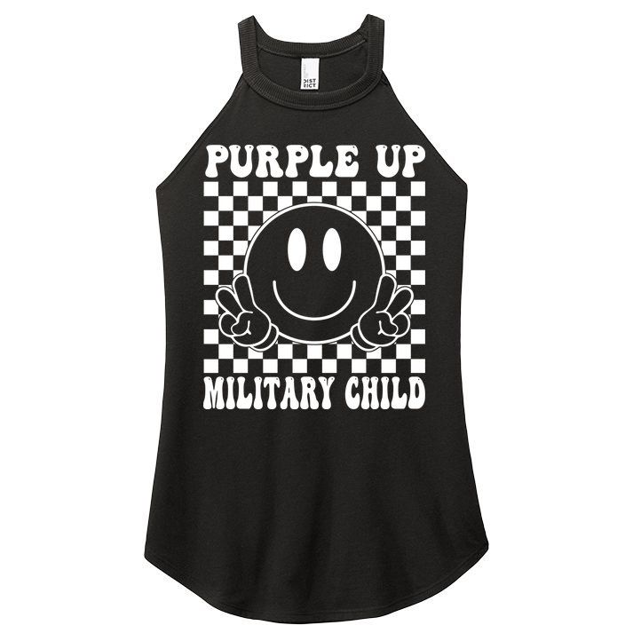 Purple Up For Military Child Retro Women's Perfect Tri Rocker Tank