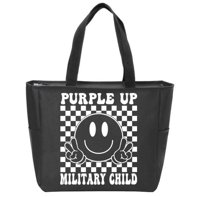 Purple Up For Military Child Retro Zip Tote Bag