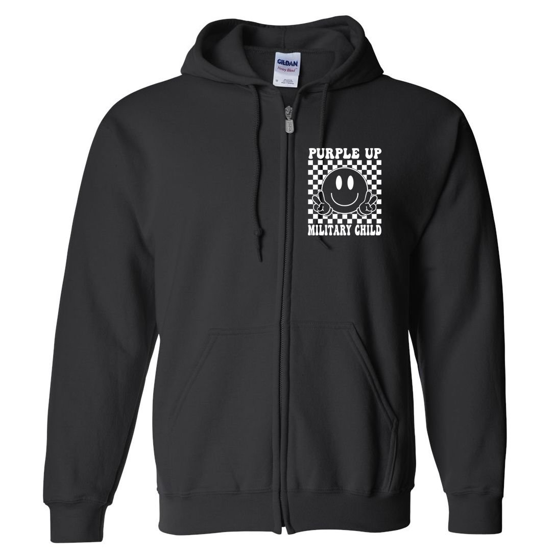 Purple Up For Military Child Retro Full Zip Hoodie