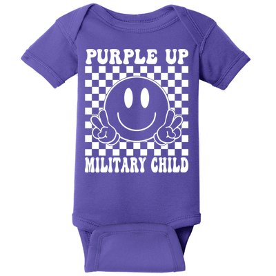 Purple Up For Military Child Retro Baby Bodysuit