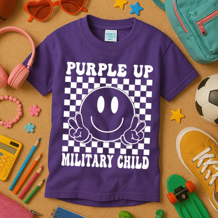 Purple Up For Military Child Retro Kids T-Shirt