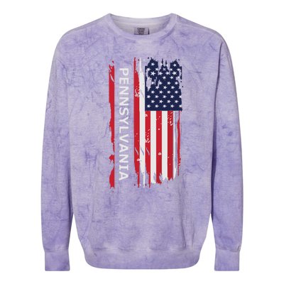 Pennsylvania Usa Flag Colorblast Crewneck Sweatshirt