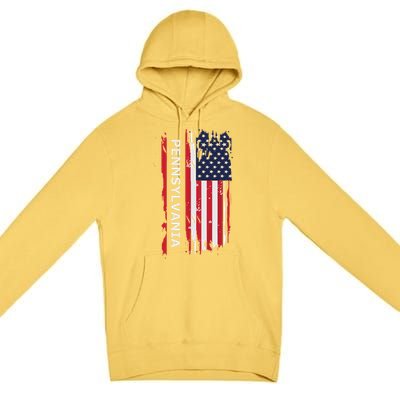 Pennsylvania Usa Flag Premium Pullover Hoodie