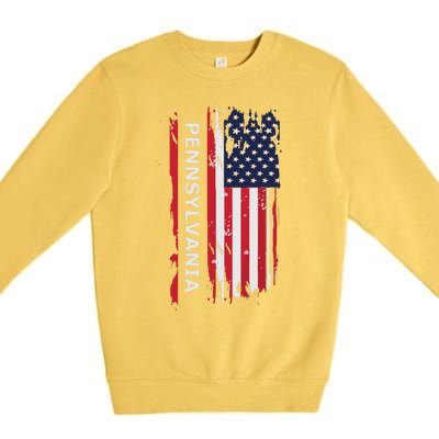 Pennsylvania Usa Flag Premium Crewneck Sweatshirt