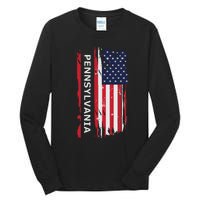 Pennsylvania Usa Flag Tall Long Sleeve T-Shirt