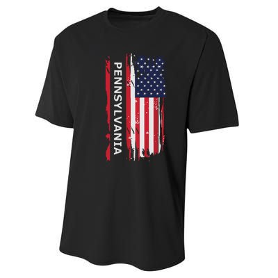 Pennsylvania Usa Flag Performance Sprint T-Shirt