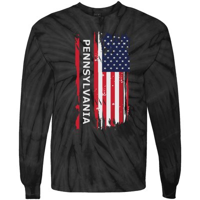 Pennsylvania Usa Flag Tie-Dye Long Sleeve Shirt