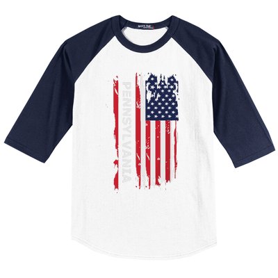 Pennsylvania Usa Flag Baseball Sleeve Shirt