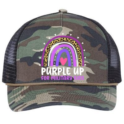 Purple Up For Military Month Military Child Rainbow Retro Rope Trucker Hat Cap