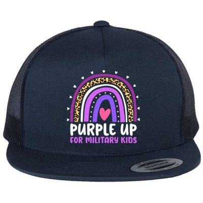 Purple Up For Military Month Military Child Rainbow Flat Bill Trucker Hat