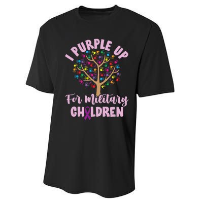 Purple Up For Military Children Tree Month Of Military Child Performance Sprint T-Shirt