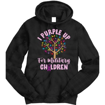 Purple Up For Military Children Tree Month Of Military Child Tie Dye Hoodie