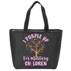 Purple Up For Military Children Tree Month Of Military Child Zip Tote Bag