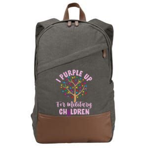 Purple Up For Military Children Tree Month Of Military Child Cotton Canvas Backpack