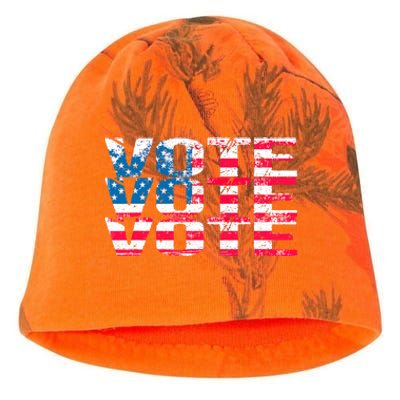 Patriotic US Flag VOTE Midterm Election Voter Kati - Camo Knit Beanie