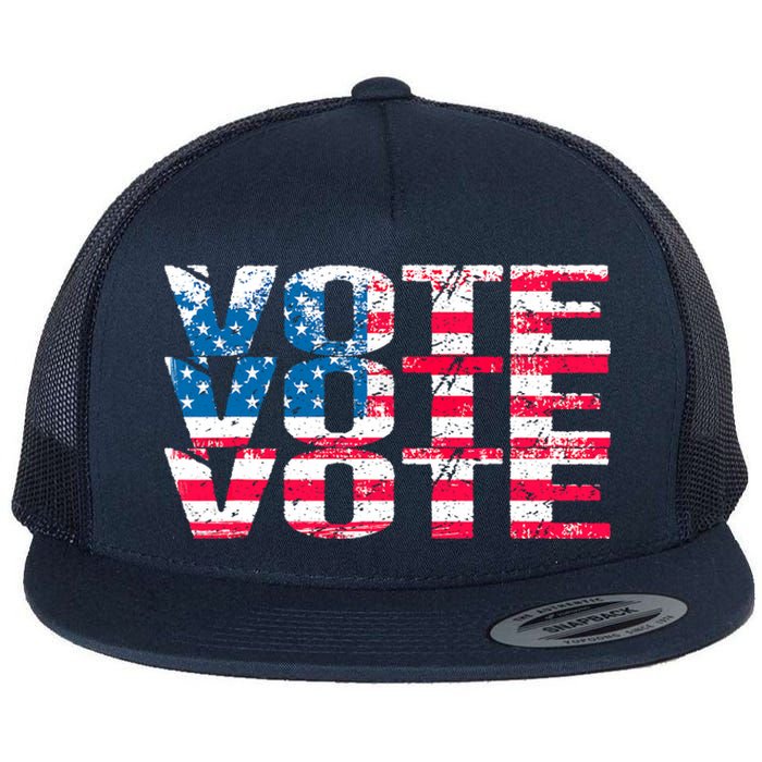 Patriotic US Flag VOTE Midterm Election Voter Flat Bill Trucker Hat