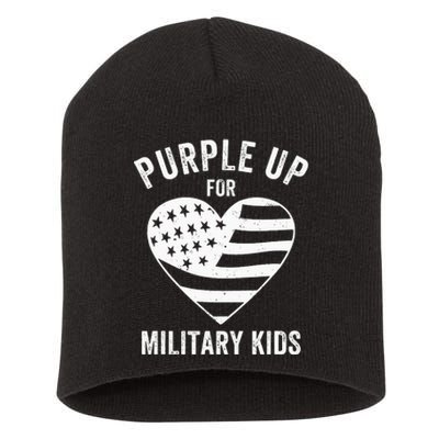 Purple Up For Military Child Month Short Acrylic Beanie