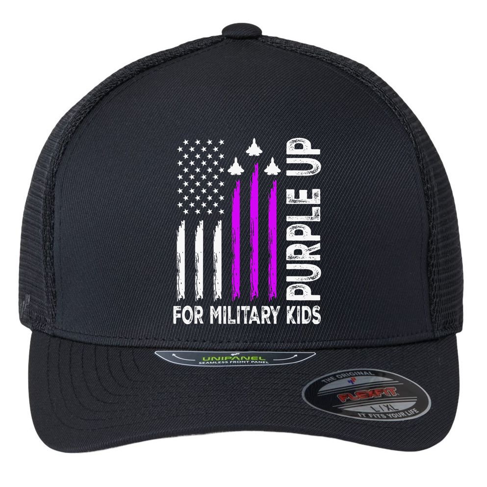 Purple Up For Military Child Month Flexfit Unipanel Trucker Cap