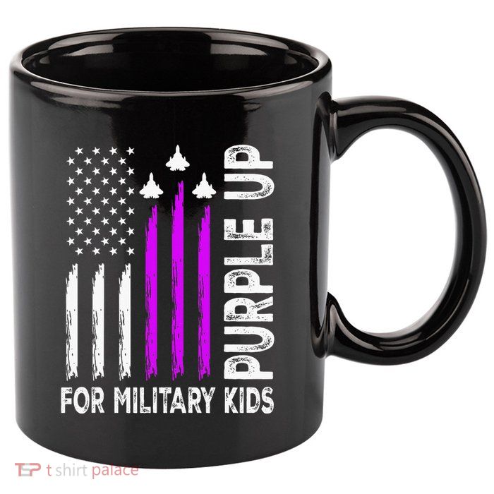 Purple Up For Military Child Month 11oz C Handle Ceramic Mug