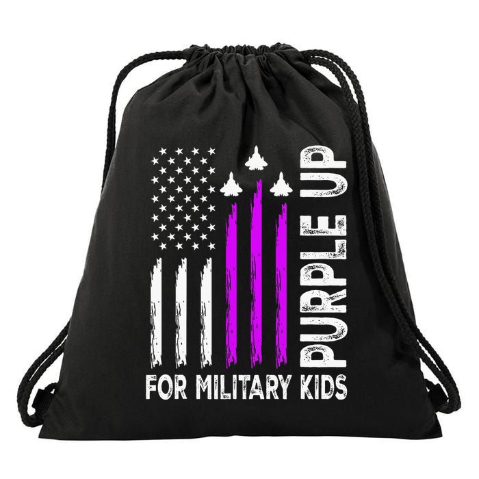 Purple Up For Military Child Month Drawstring Bag