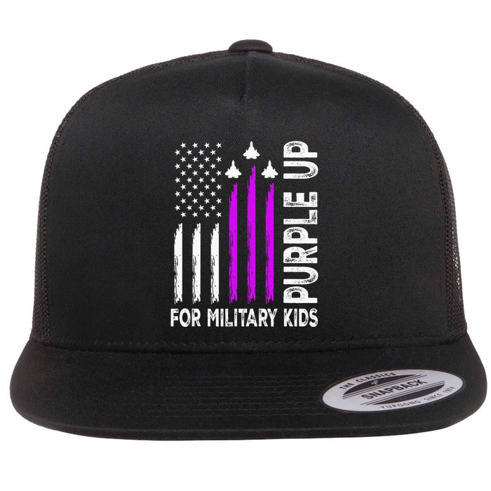 Purple Up For Military Child Month Flat Bill Trucker Hat