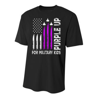 Purple Up For Military Child Month Youth Performance Sprint T-Shirt