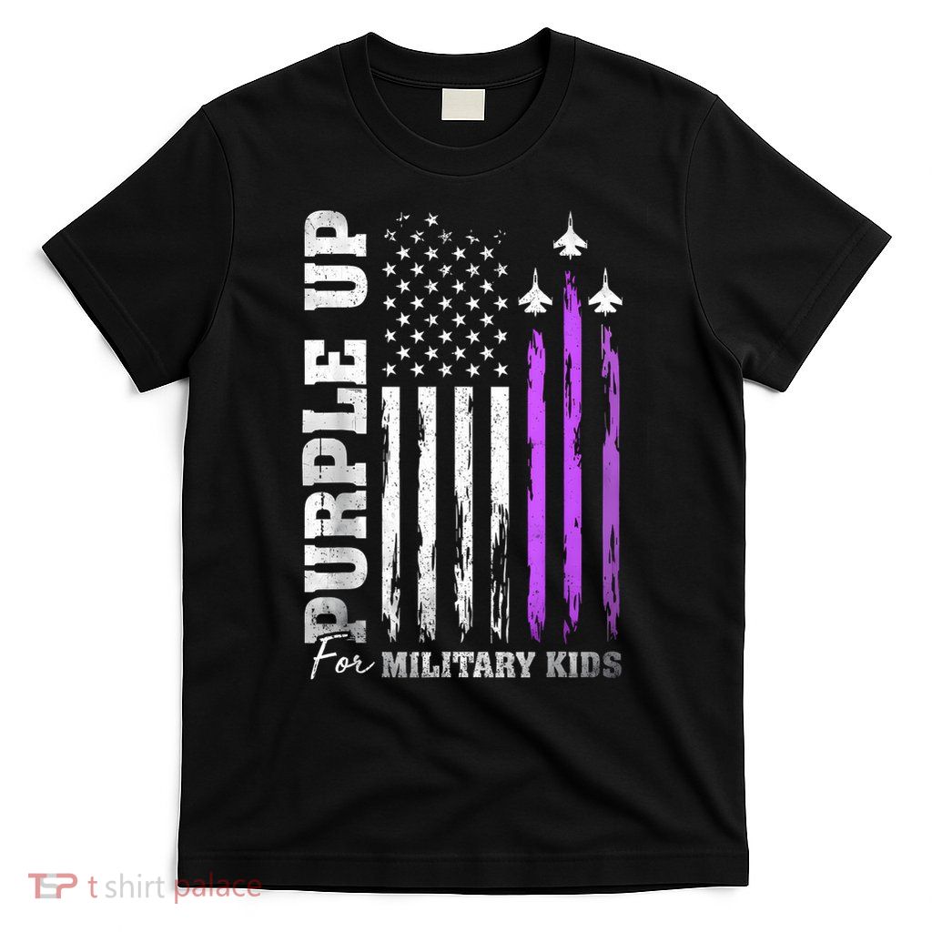Purple Up For Military Flag Military Child Month T-Shirt