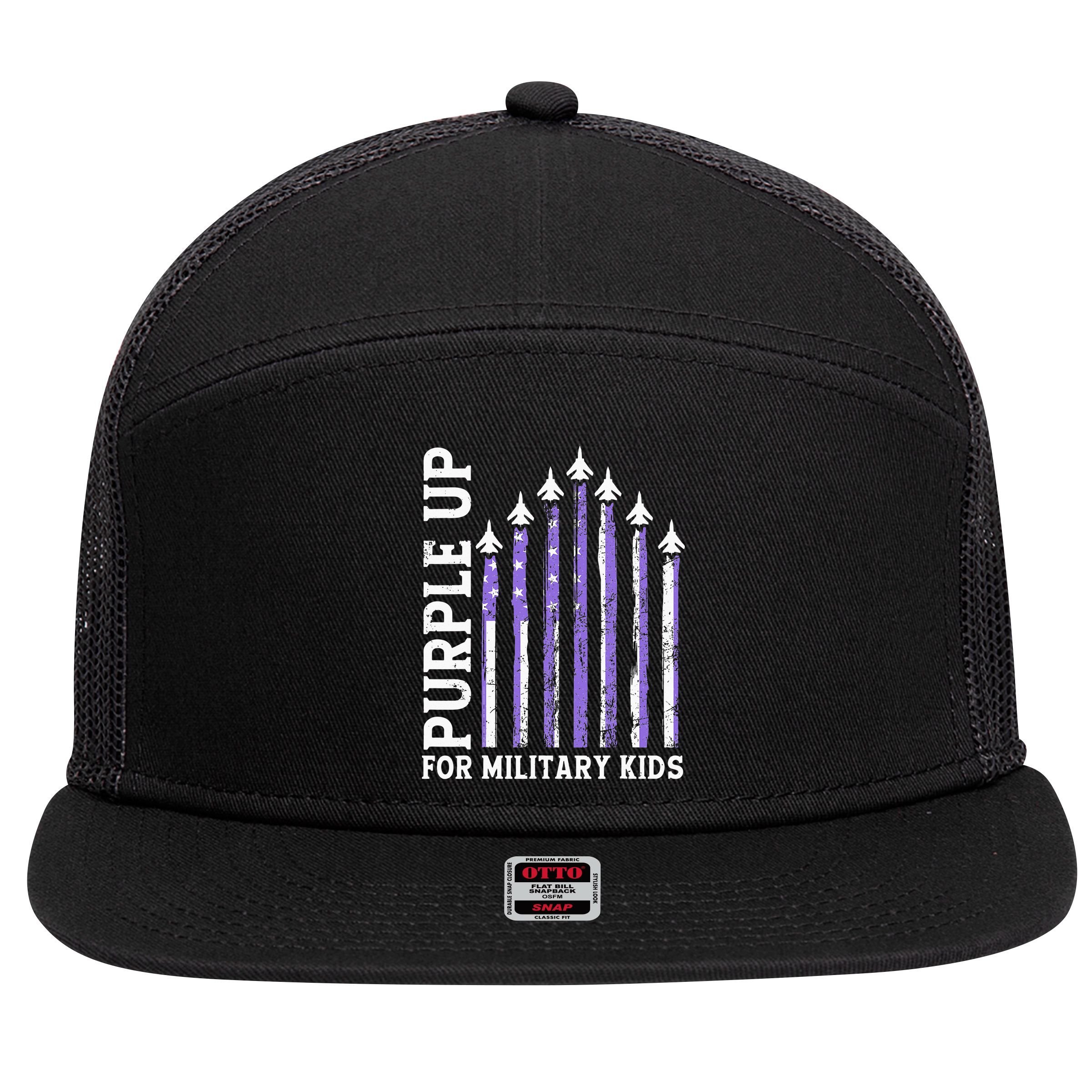 Purple Up For Military Child Month Air Force 7 Panel Mesh Trucker Snapback Hat
