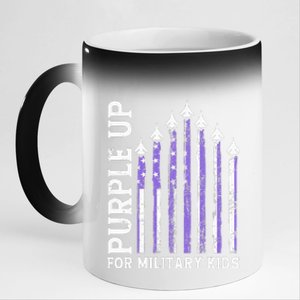 Purple Up For Military Child Month Air Force 11oz Black Color Changing Mug