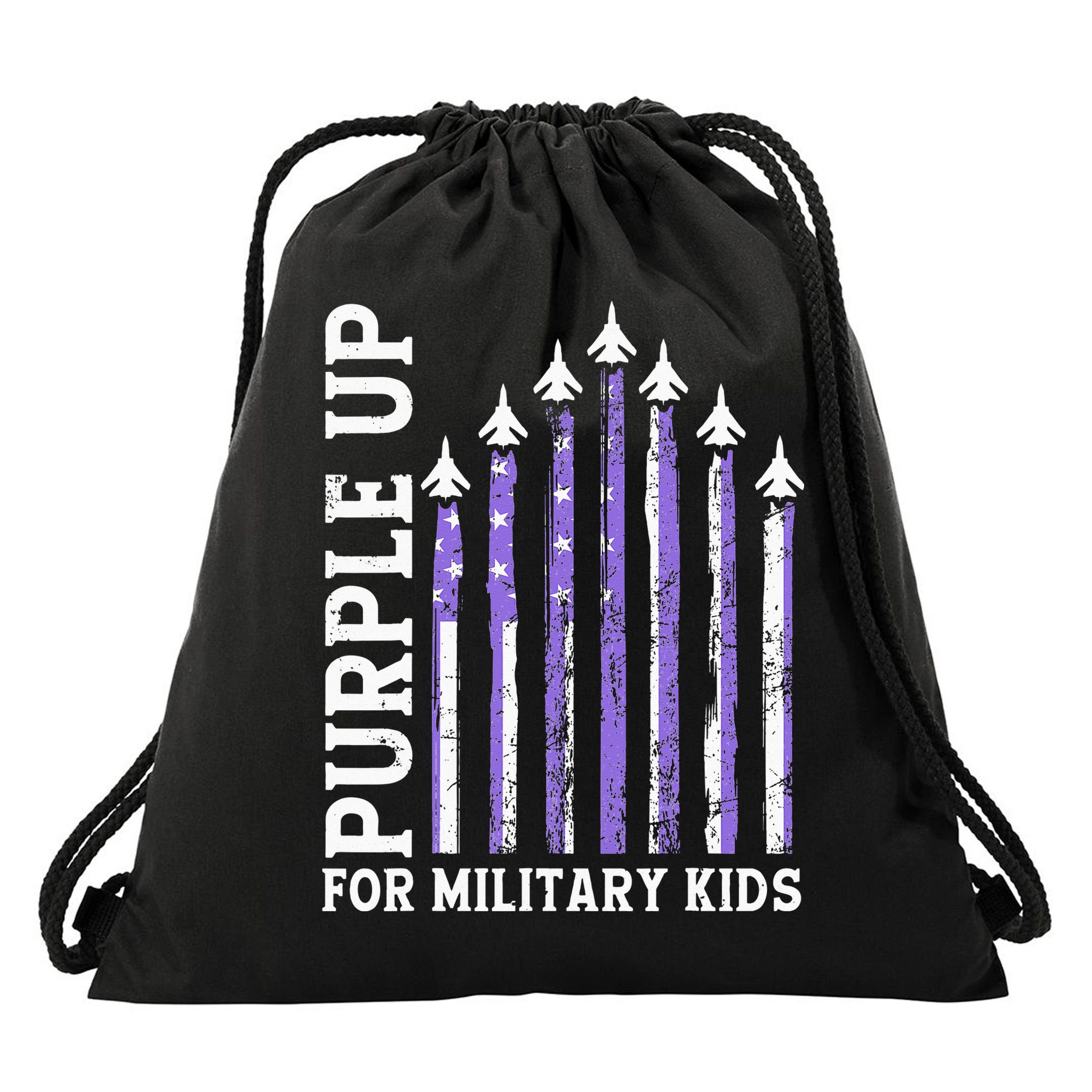 Purple Up For Military Child Month Air Force Drawstring Bag