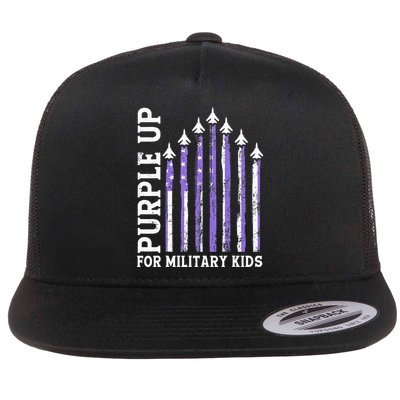 Purple Up For Military Child Month Air Force Flat Bill Trucker Hat
