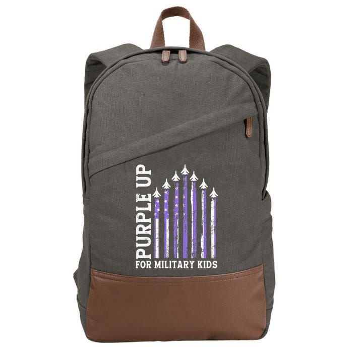 Purple Up For Military Child Month Air Force Cotton Canvas Backpack