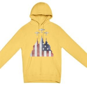 Patriotic Usa Flag Fighter Jets 4th Of July Premium Pullover Hoodie