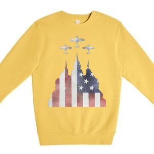 Patriotic Usa Flag Fighter Jets 4th Of July Premium Crewneck Sweatshirt