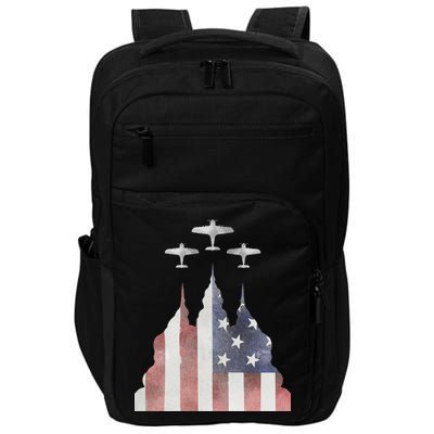 Patriotic Usa Flag Fighter Jets 4th Of July Impact Tech Backpack