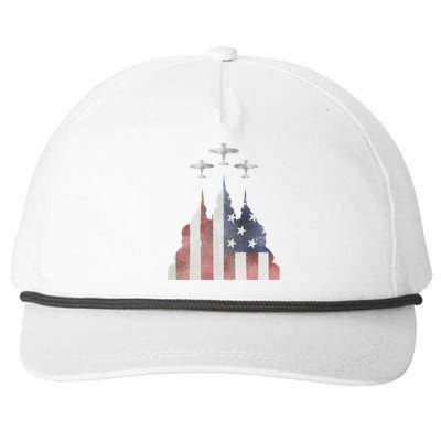 Patriotic Usa Flag Fighter Jets 4th Of July Snapback Five-Panel Rope Hat