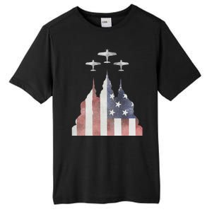 Patriotic Usa Flag Fighter Jets 4th Of July Tall Fusion ChromaSoft Performance T-Shirt