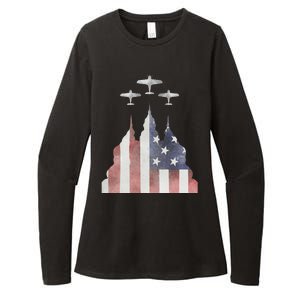 Patriotic Usa Flag Fighter Jets 4th Of July Womens CVC Long Sleeve Shirt