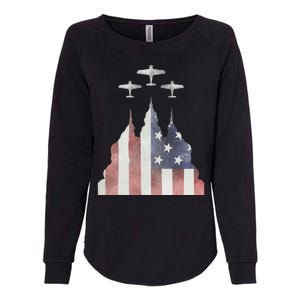 Patriotic Usa Flag Fighter Jets 4th Of July Womens California Wash Sweatshirt