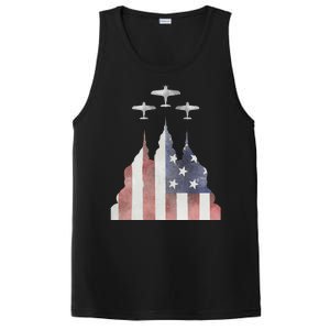 Patriotic Usa Flag Fighter Jets 4th Of July PosiCharge Competitor Tank