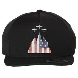 Patriotic Usa Flag Fighter Jets 4th Of July Wool Snapback Cap