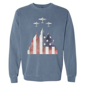 Patriotic Usa Flag Fighter Jets 4th Of July Garment-Dyed Sweatshirt