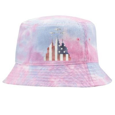 Patriotic Usa Flag Fighter Jets 4th Of July Tie-Dyed Bucket Hat