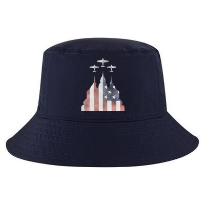 Patriotic Usa Flag Fighter Jets 4th Of July Cool Comfort Performance Bucket Hat