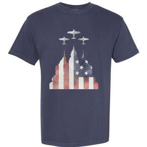 Patriotic Usa Flag Fighter Jets 4th Of July Garment-Dyed Heavyweight T-Shirt