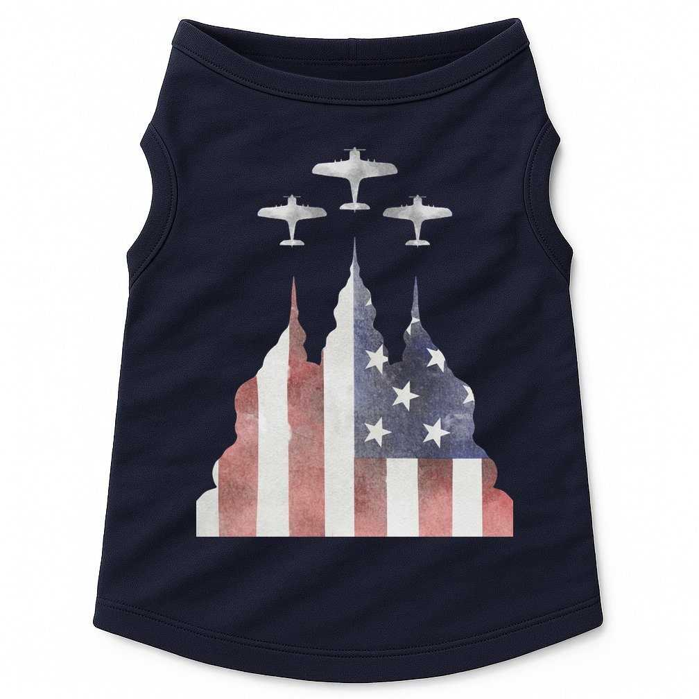 Patriotic Usa Flag Fighter Jets 4th Of July Doggie Tank