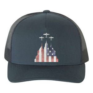 Patriotic Usa Flag Fighter Jets 4th Of July Yupoong Adult 5-Panel Trucker Hat