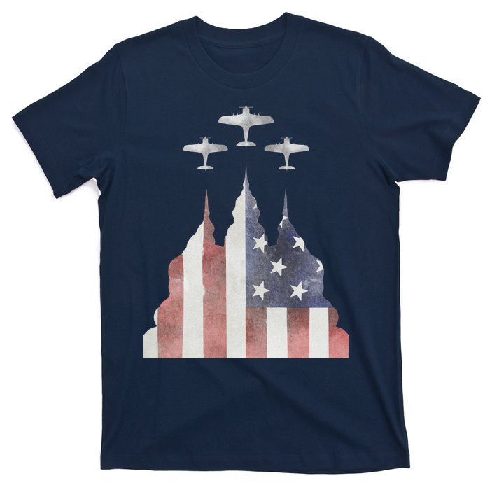 Patriotic Usa Flag Fighter Jets 4th Of July T-Shirt