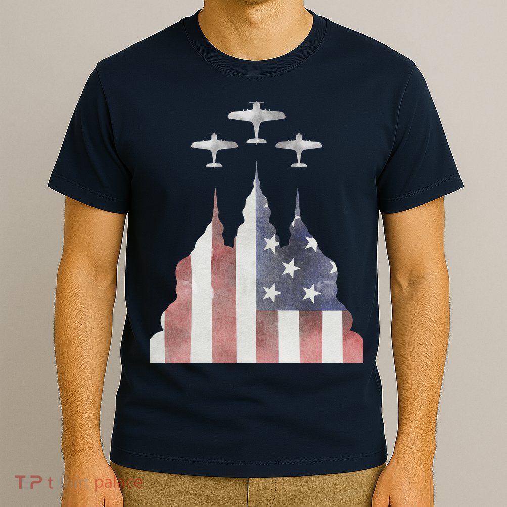 Patriotic Usa Flag Fighter Jets 4th Of July T-Shirt