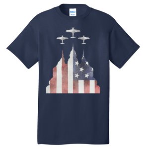 Patriotic Usa Flag Fighter Jets 4th Of July Tall T-Shirt